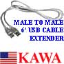 5x PCUSB2USB6F NEW 6 FT USB 2.0 MALE TO MALE EXTENSION CABLE