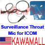 1X ICOMHDDGF Surveillance Throat Mic with F-plug for MOTOROLA FRS Radios as such Talkabout 200 & 250 , Talkabout Distance / DPS, Sport 7/7X and most other FRS radios with 2 pin plug configuration