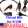 1X ICOMHDPTY Throat Mic for Cobra Microtalk Straight Y Plug
