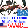 1X MDLNDTR2PT Dual PTT Hv.Duty Throat Mic for Midland LXT GXT Radio