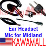 1x MDLNEARLONGMC Headset Ear Mic PTT for Midland LXT GXT GMRS Radio