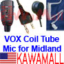 1X MIDLDEARVOXA Coil Tube Ear Mic for Midland GXT LXT Radio