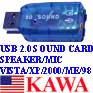 1x USBSOUND5A USB 3D Audio External 5.1 Sound Card Adapter Vista XP