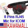 5x ICOMHM8MBL HM152 ICOM Microphone impedence rate~ 600 ohms RJ45